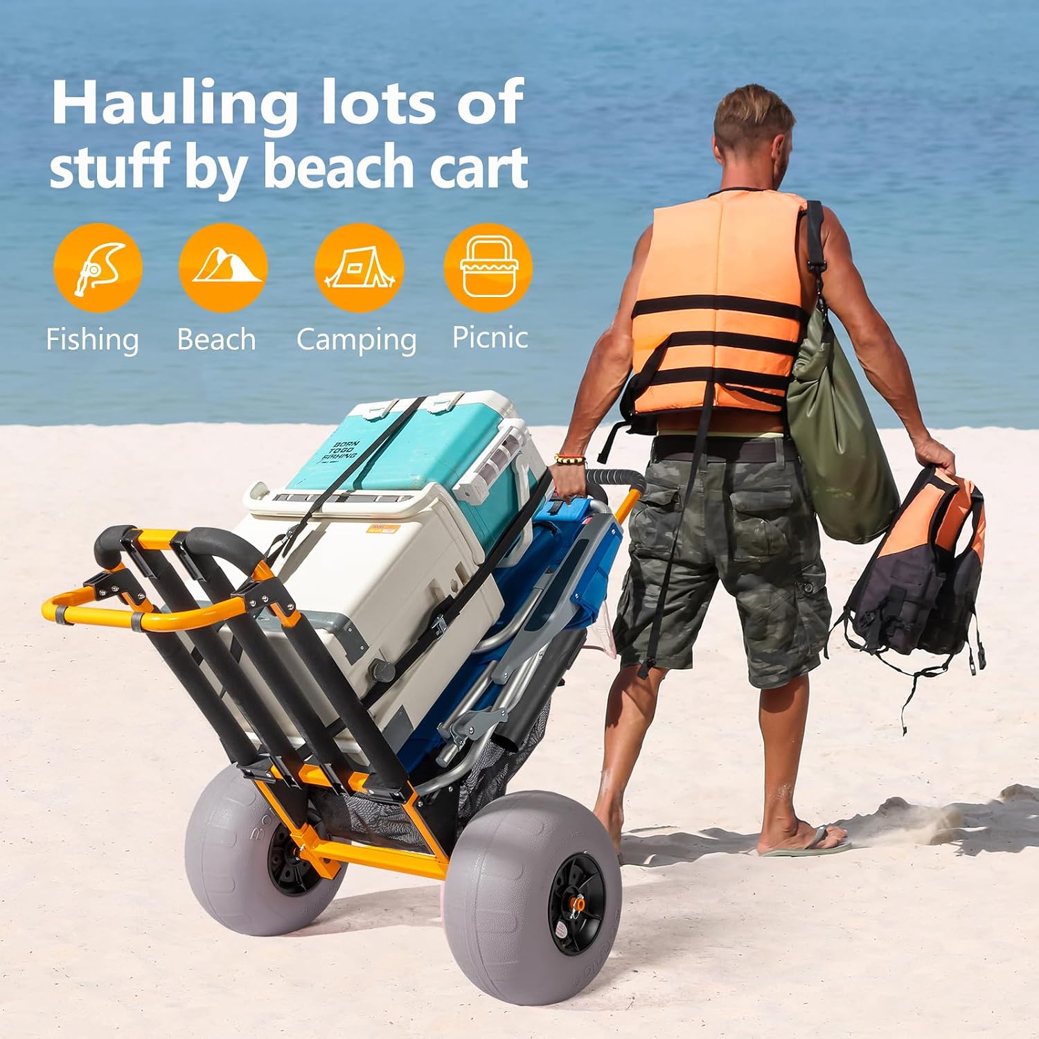 Wózek plażowy Bonnlo, wózek do – Rod Holder Fishing recenzja i cena